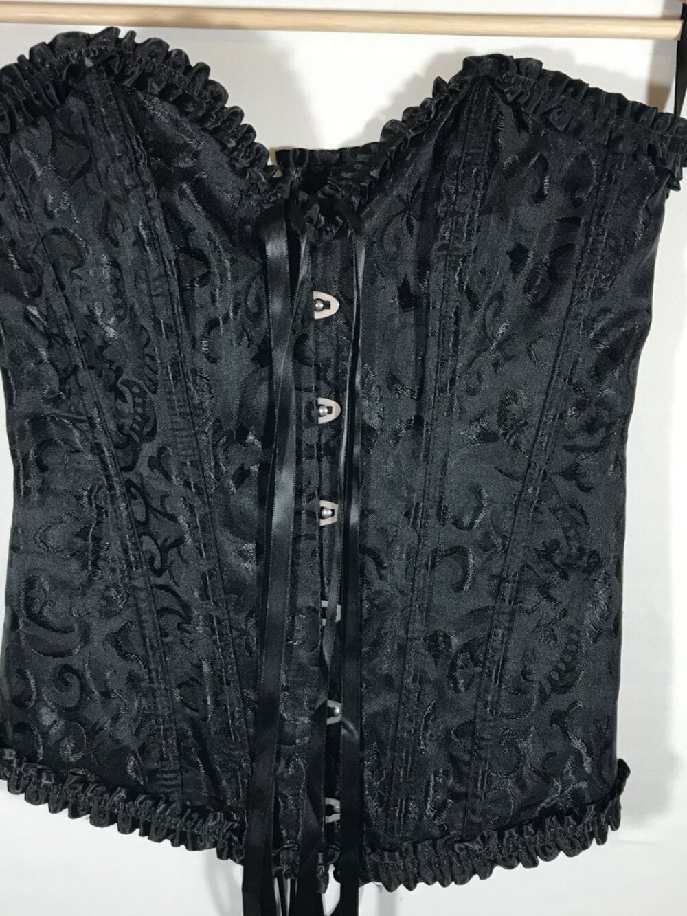 Women's Small Black Corset Metal Eye Hook Lingerie Lace-Up Goth Punk